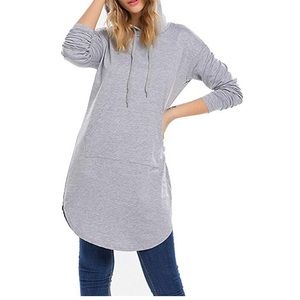 Oversized Hoodie Sweatshirt Dress/Tunic Grey